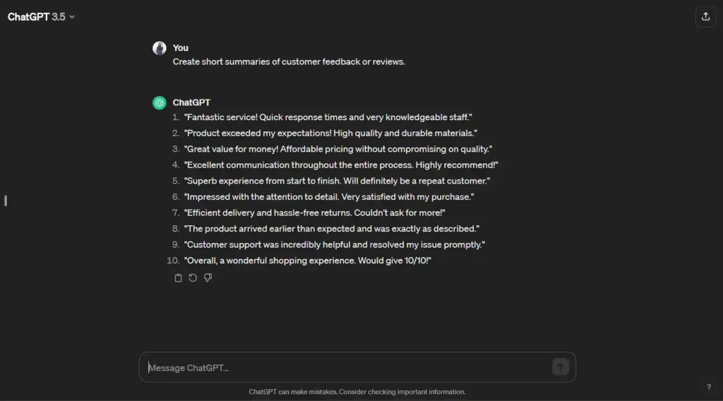 Data Summarization - ChatGPT