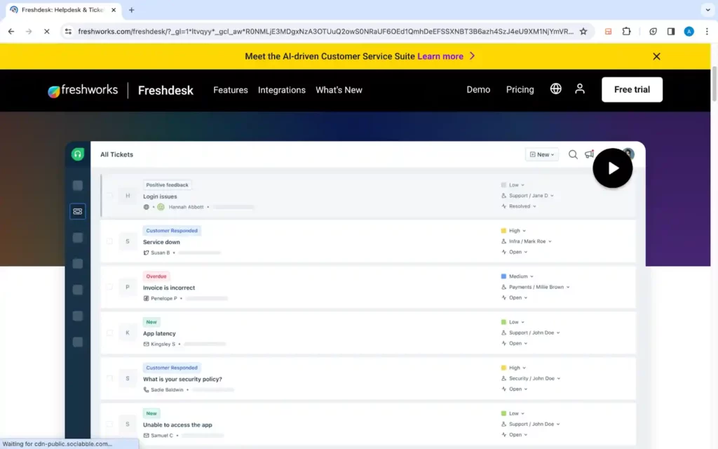 Freshdesk - Home page