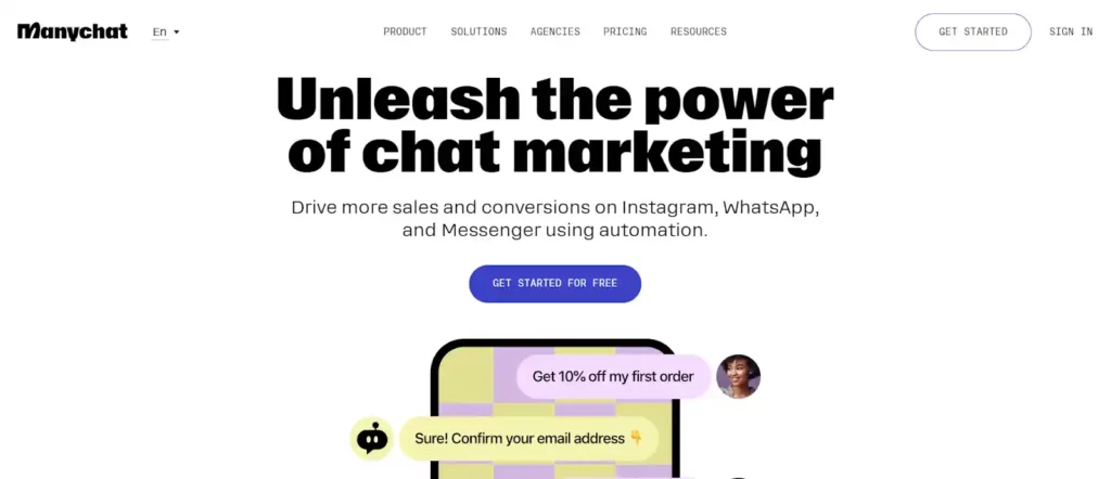 ManyChat - Home page