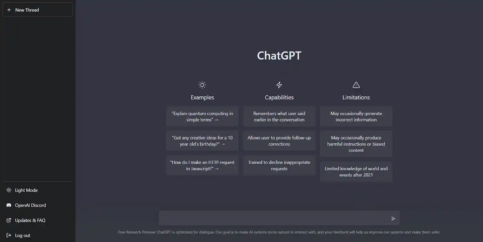 ChatGPT - Home page